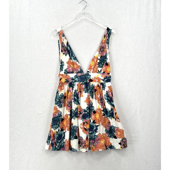 NBD Lightning Floral Print Skater Dress Women Medium White Multi Plunging V-neck - Picture 6 of 16